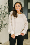 Petal Poise Floral Applique Pullover in Neutral