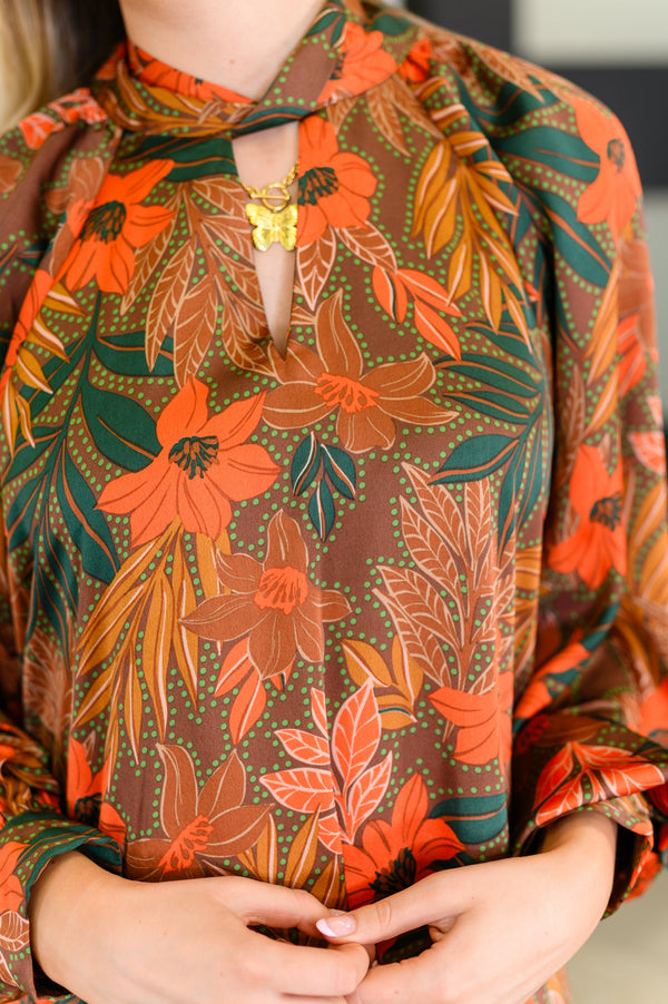Petals After Dark Balloon Sleeve Dress