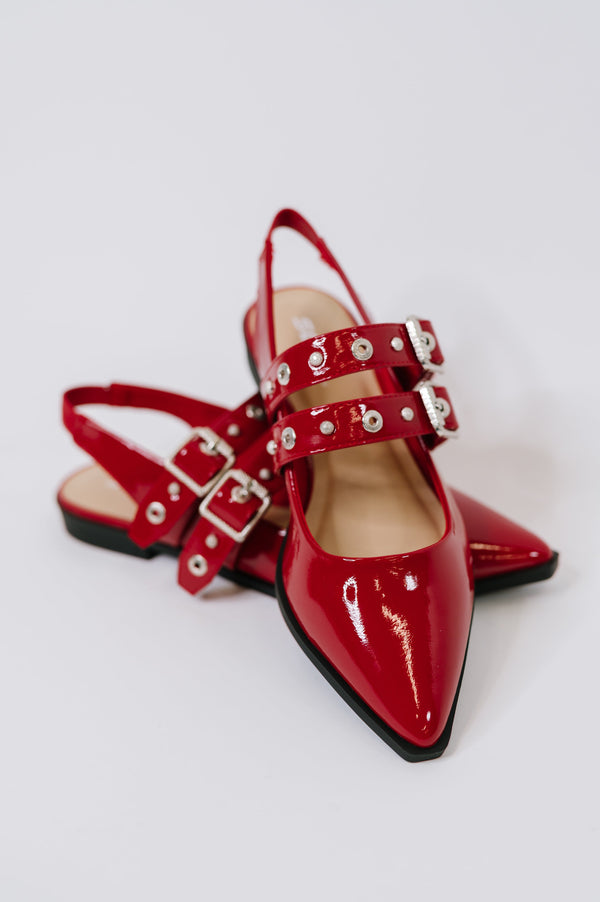 Pop of Color Pointy Toe Slip On in Red