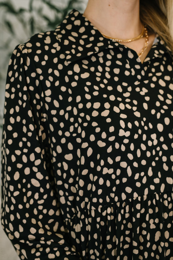 Promotional Proposal Collared Dress in Black and Khaki