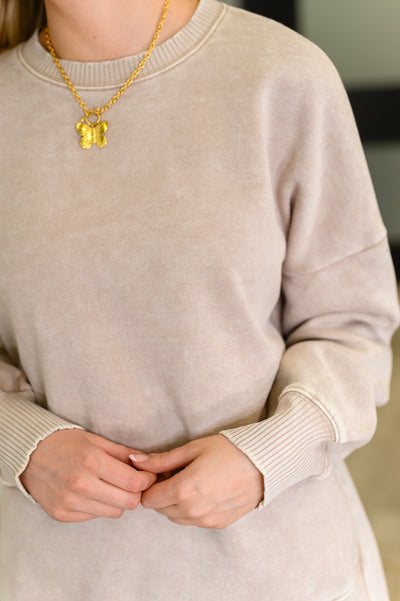 Safe and Secure Mineral Wash Pullover in Ash Mocha