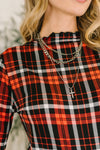 She's Always Changing Plaid Lettuce Hem Top