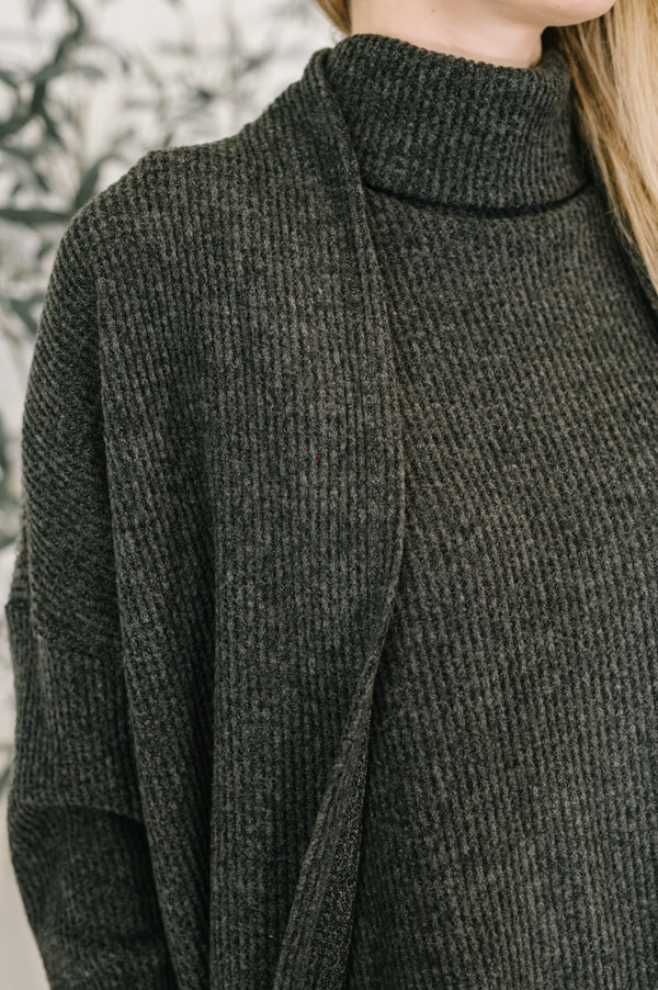 Signature Open Front Cardigan Set in Black