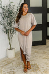 Soft But Savage Casual T-Shirt Dress in Beige