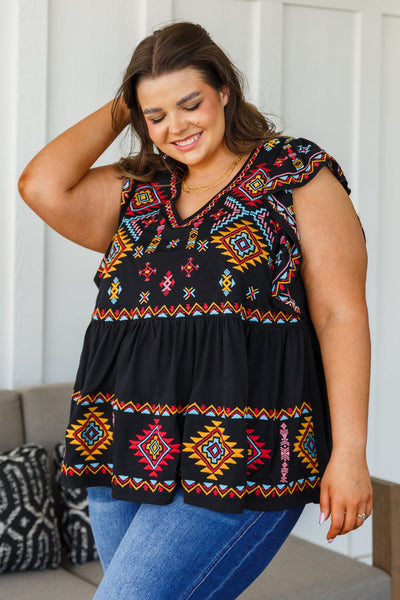 Sophia Embroidered Blouse in Black