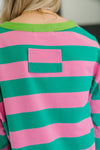 Stars On Stripes Patchwork Striped Sweatshirt