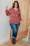 Sunday Brunch Blouse in Rust Floral