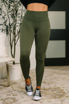 Sunday Splits High Waisted Leggings in Dark Olive