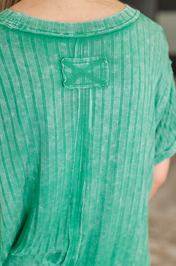 Sunday's Bestie Mineral Wash Top in Kelly Green