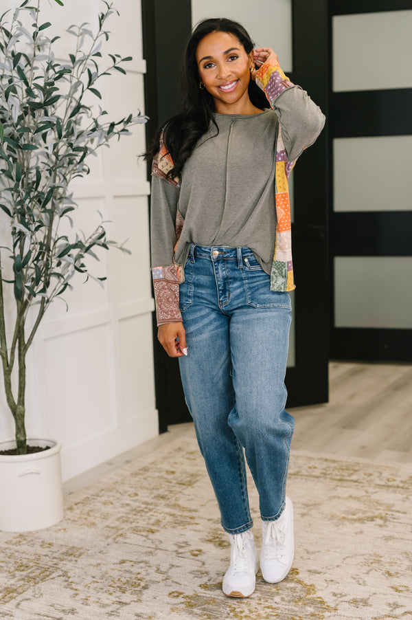 Sweet as Pie Color Block Relaxed Long Sleeve