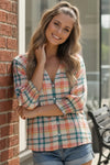 Peachy Picnic Plaid Top