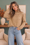 Gilded Warmth Sequin Mock Neck Sweater