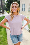 Everyday Chic Maroon & White Stripe Short Sleeve Knit Top