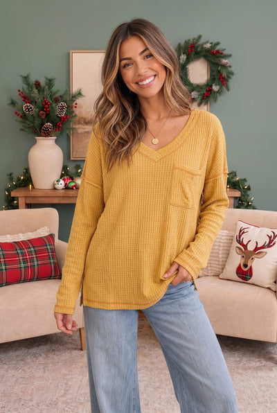 Golden Hour Waffle Knit Top