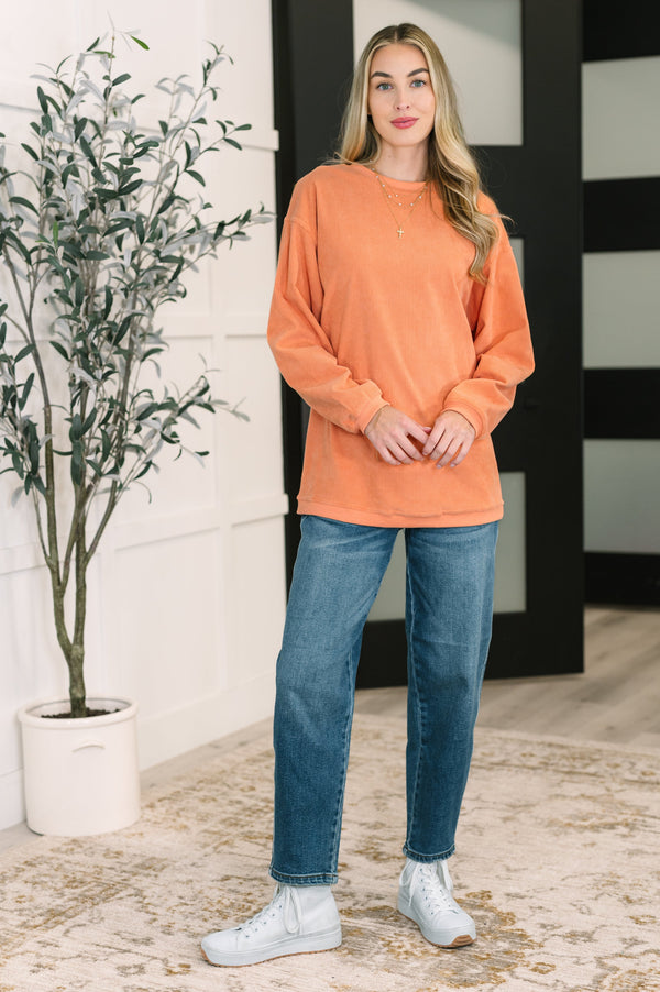 Taking A Drive Oversized Corded Sweatshirt