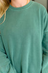Talk Cozy to Me Stepped Hem Pullover in Dark Green