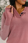 Talk to Me Long Sleeve Henley in Vintage Marsala