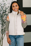 That's What I'm Talkin' About Puffer Vest in Sand Beige