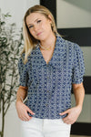 The Darling Detail Collared Blouse in Denim