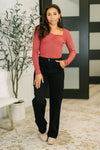 The Girls are Back in Town Long Sleeve Top in Burgundy