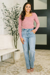 The Girls are Back in Town Long Sleeve Top in Rose