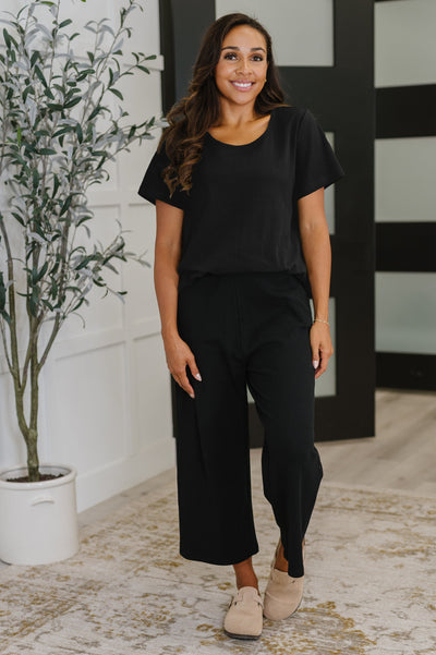 Thyme Boxy Tee in Black