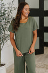 Thyme Boxy Tee in Dusty Pine