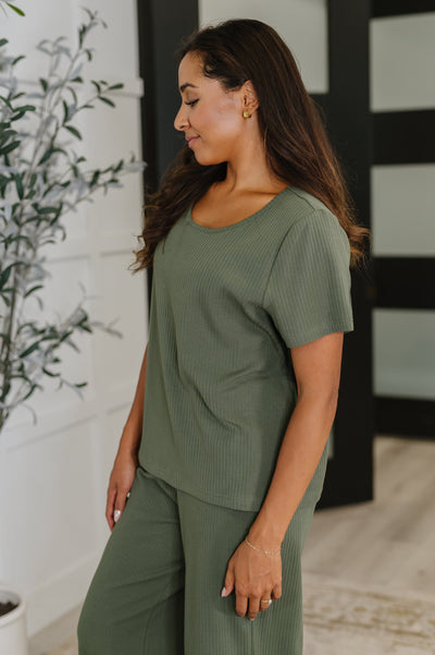 Thyme Boxy Tee in Dusty Pine
