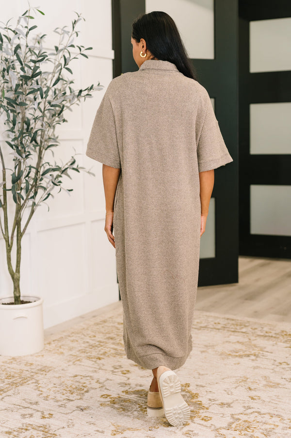 Travel Envy Ribbed Knit Dress in Light Coco