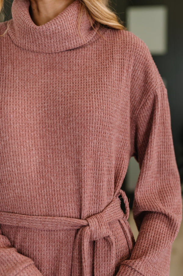 Travel Plush Knit Dress in Autumn Berry