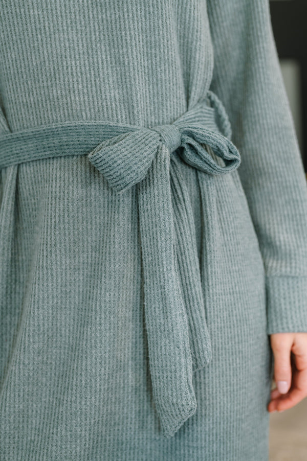 Travel Plush Knit Dress in Soft Teal