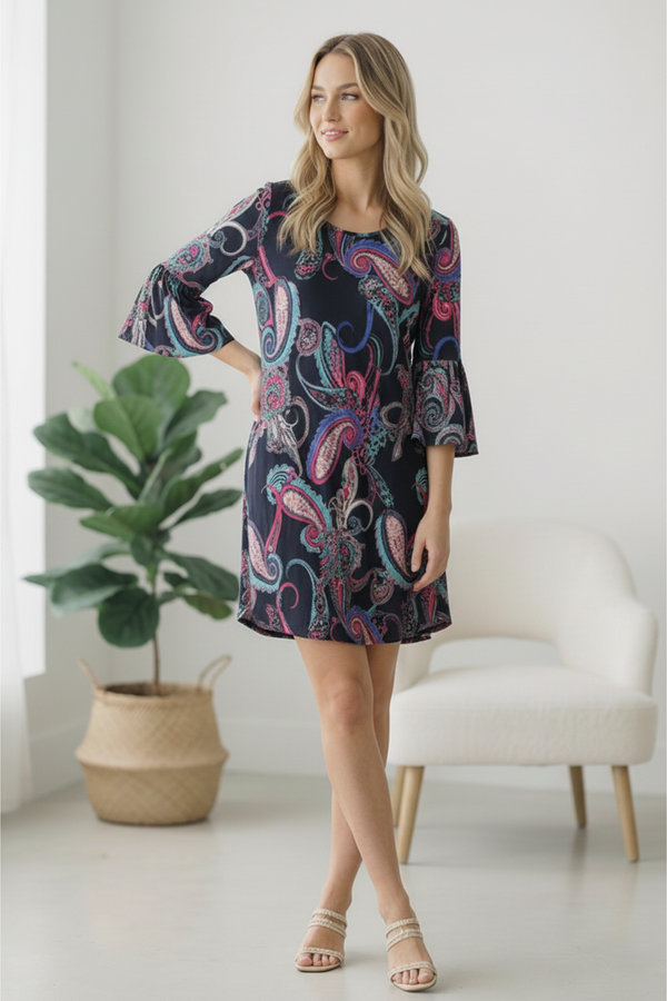 Electric Paisley Mini Dress