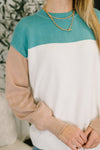 Walk in Central Park Ribbed Knit Color Block Pullover