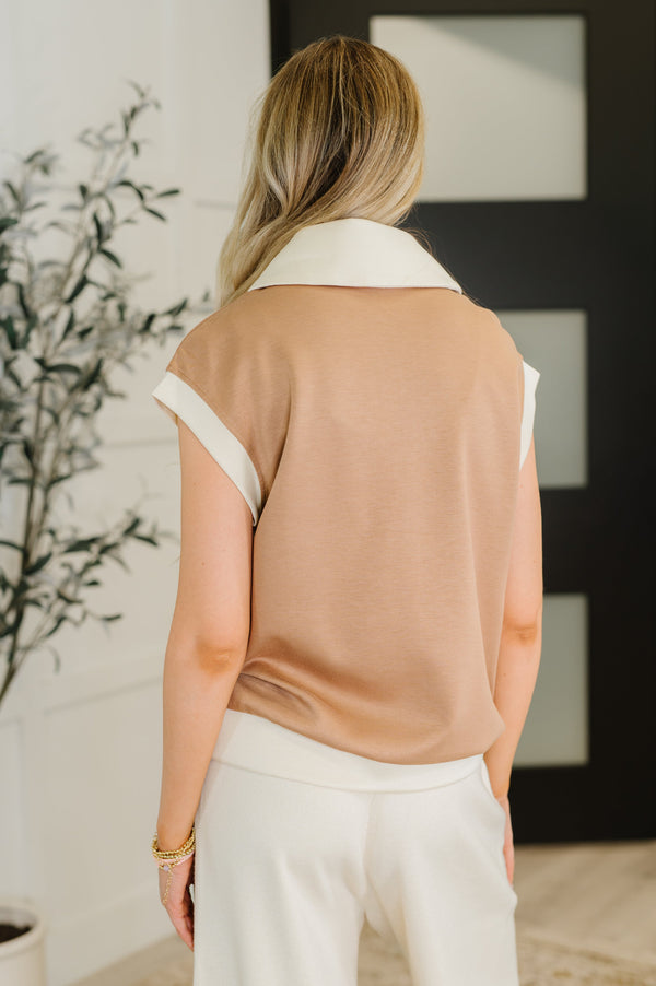 Whispered Urgently Color Block Half Zip Top