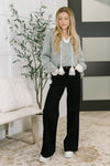 Who Can Live Without it Textured Split Neck Pullover