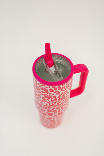 Yes, Girl, Yes Leopard Print Tumbler in Hot Pink