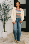 To Be Determined Drop Shoulder Top in Rust, Olive and Blue
