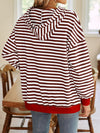 Lovelet Drawstring Striped Long Sleeve Hoodie