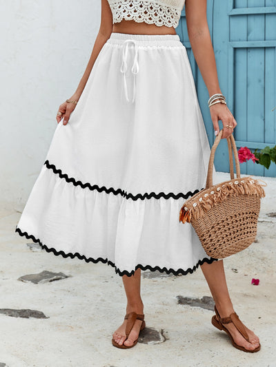 Honey Tied Contrast Trim High Waist Skirt