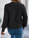 LOVE Heart Round Neck Dropped Shoulder Sweater