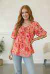 With a Rosy Glow Watercolor Pleated Top