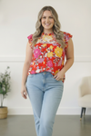 Floral at the Fiesta Flutter Top