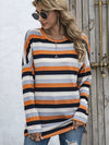 Full Size Striped Round Neck Long Sleeve T-Shirt Plus Size