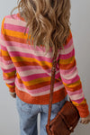 Striped Round Neck Long Sleeve Sweater