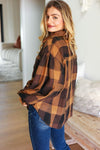 Rock'n Plaid Camel & Charcoal Button Down Oversized Shirt