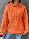 Textured Drawstring Drop Shoulder Hoodie