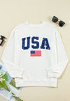 US Flag Corded Long Sleeve Sweatshirt