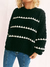 Contrast Stripes Round Neck Long Sleeve Sweater