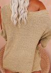 Round Neck Drop Shoulder Top and Shorts Sweater Set