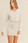 MABLE Houndstooth Cropped Knit Cardigan and Mini Skirt Set